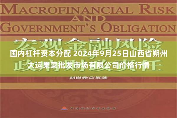 国内杠杆资本分配 2024年9月25日山西省朔州大运果菜批发市场有限公司价格行情