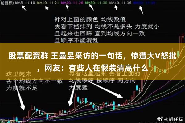 股票配资群 王曼昱采访的一句话，惨遭大V怒批，网友：有些人在假装清高什么