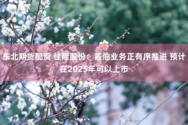 东北期货配资 佳隆股份：酱油业务正有序推进 预计在2025年可以上市