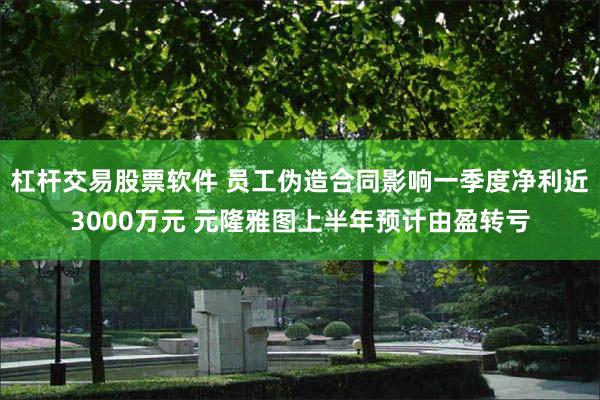 杠杆交易股票软件 员工伪造合同影响一季度净利近3000万元 元隆雅图上半年预计由盈转亏