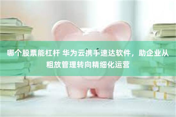 哪个股票能杠杆 华为云携手速达软件，助企业从粗放管理转向精细化运营